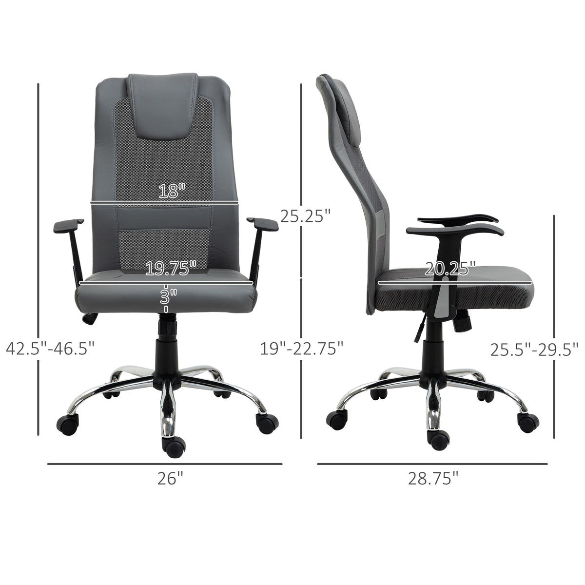 Ergonomic Office Chair with Thick Padded Headrest, Mesh Computer Desk Chair with Tilt Function, Armrest, Black