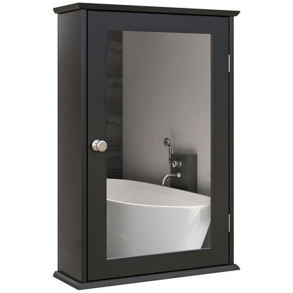 Bathroom Mirror Cabinet, Wall Mounted Medicine Cabinet with Door and Shelves, White