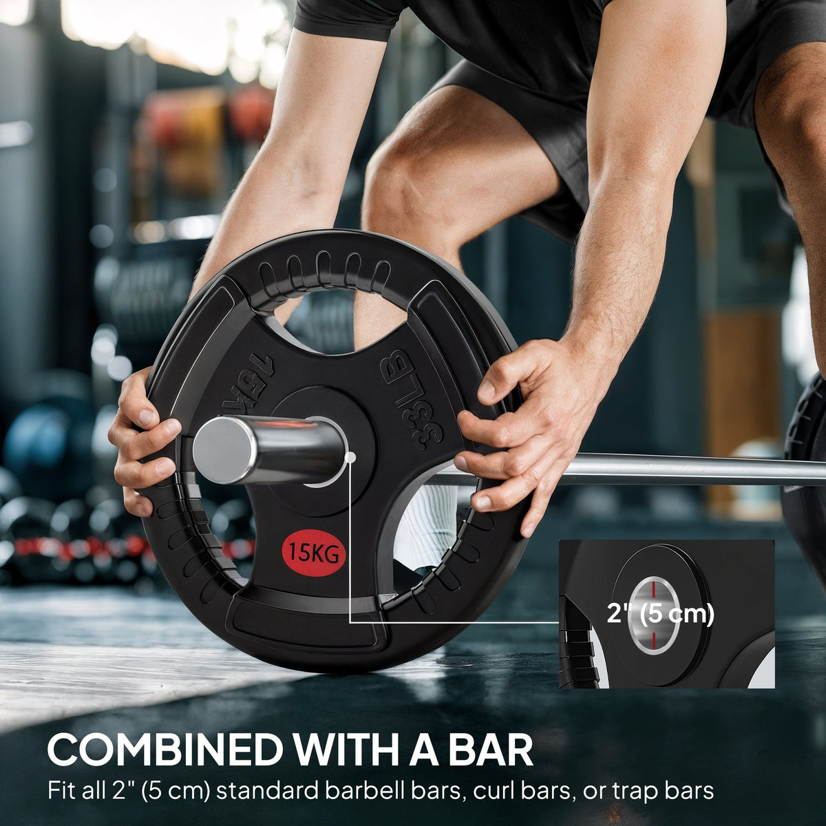 Weight Plates Set, 2-Inch Barbell Weights Set w/Tri-Grips for Home Gym Weightlifting and Strength Training, 2 x 11lbs