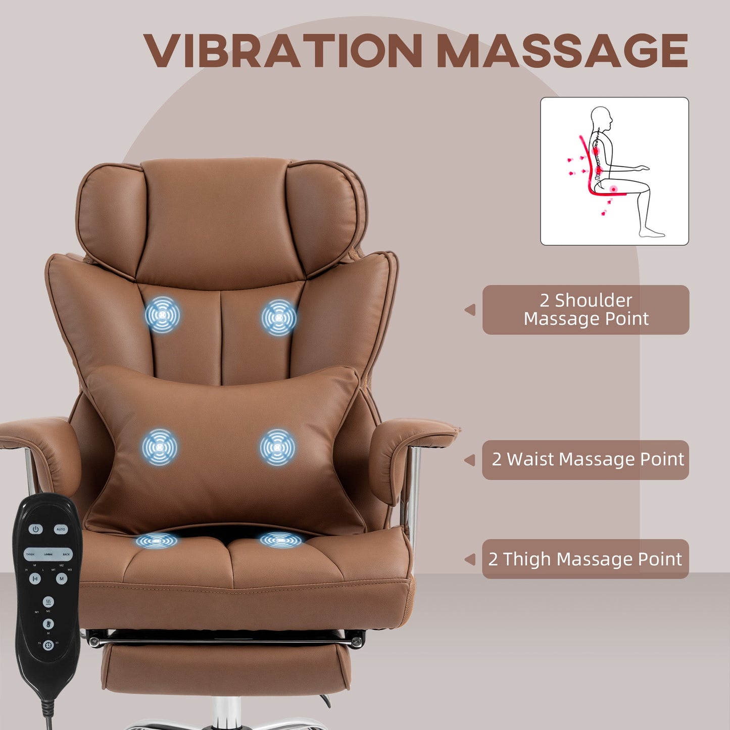 Matteo Executive Office Chair with 6 Points Massage-Brown