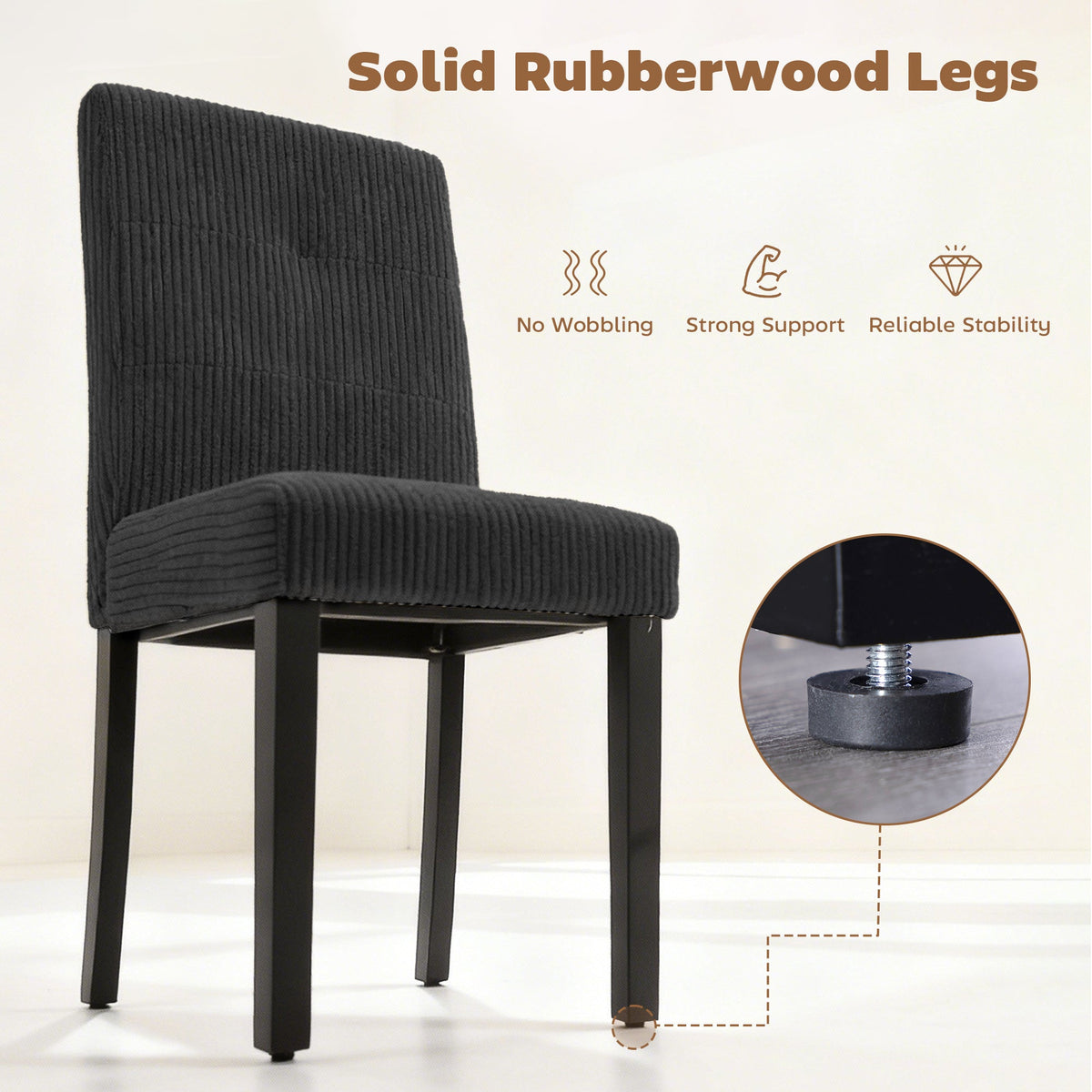 Modern Dining Chairs Set of 4, Kitchen Chairs with Rubberwood Legs and Padded Seat, Beige