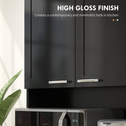 71" Kitchen Pantry Cabinet, Storage Buffet with Hutch, Adjustable Shelves,Cable Management for Kitchen, Living Room, High Gloss White