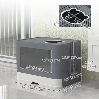 Cat Litter Box, Front Enter & Top Exit Cat Litter Tray with Scoop, Pull-out Tray, Easy to Clean, Green