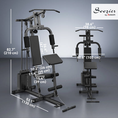 Home Gym Equipment Weight Training Machine, Multifunction Workout Machine with 143lbs Weight Stack for Full Body Workout and Strength Training, Black