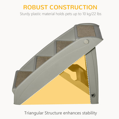 4-Level Portable Dog Stairs, Foldable Dog Steps for Small Dogs, Lightweight Cat Steps, with Nonslip Soft Mats, for High Bed, Sofa, Beige