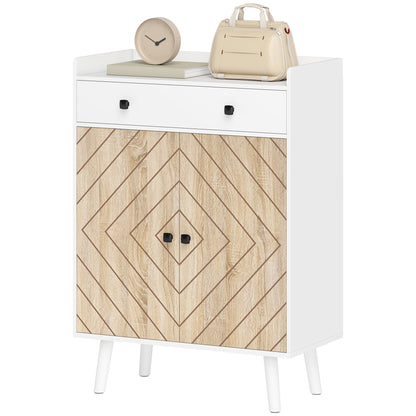 Shoe Cabinet for Entryway, Modern Shoe Storage Cabinet with Adjustable Shelves and Drawer for 12 Pairs, White