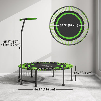 45" Rebounder Trampoline for Adults, Mini Fitness Trampoline Bungee Rebounder with 5-Level Adjustable Handle