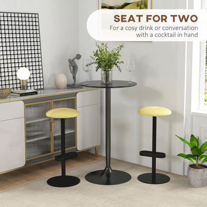 High Top Bar Table, Modern Round Dining Table with Painted Top and Steel Base, Bistro Table for 2 People, Black