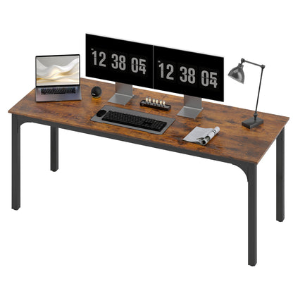 71" Computer Desk, Desktop Desk with Metal Legs, Distressed Black