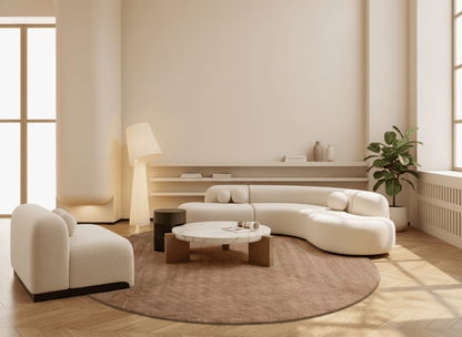 Japandi Style Handcrafted Round Rug
