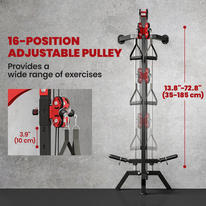 Wall Mount Cable Station, 16 Positions Adjustable Pulley Machine, Cable Crossover Machine with Handle Bar