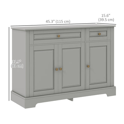 Modern Sideboard Cabinet, Buffet Cabinet with 2 Drawers and Adjustable Shelves, Buffets Tables for Dining Room, Black