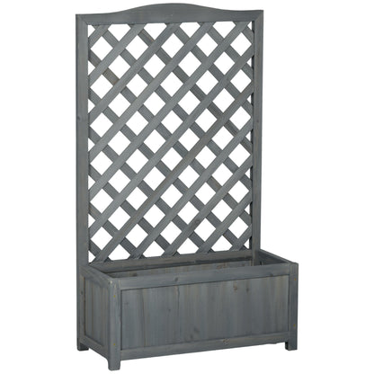 Wood Planter with Trellis for Vine Climbing, Raised Garden Bed to Grow Vegetables for Backyard, 28" x 11" x 46", Grey