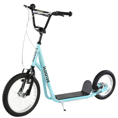 Youth Kick Scooter with Adjustable Handlebar and 16'' Inflatable Rubber Wheel for Kids and Teens 5+ Year Old, Black