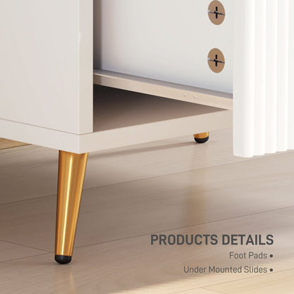 Bedside Table, Nightstand with 2 Drawers, Side End Table with Metal Legs for Bedroom, Black