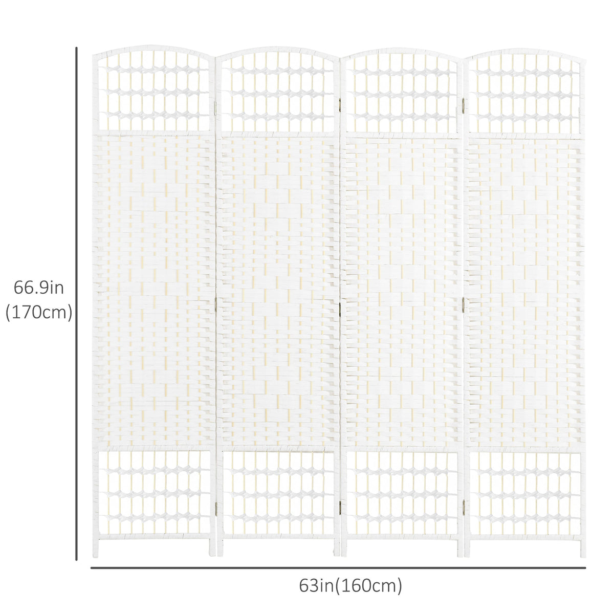4 Panel Folding Room Divider, Portable Privacy Screen, Wave Fiber Room Partition for Home Office, Black