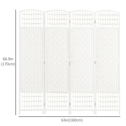4 Panel Folding Room Divider, Portable Privacy Screen, Wave Fiber Room Partition for Home Office, Black