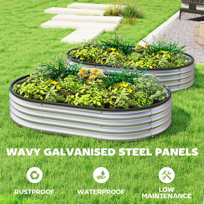 2Pcs Galvanized Raised Garden Bed, 4 x 3 x 1 ft Modular Metal Garden Beds with Rubber Strip Edging, Silver
