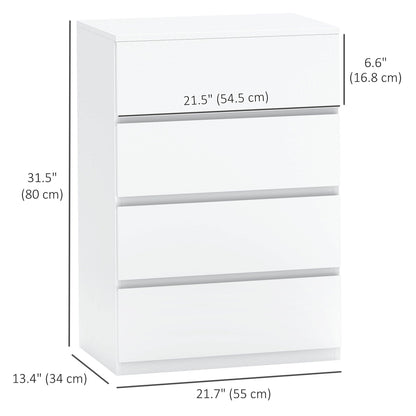 4 Drawer Chest Storage Cupboard Freestanding Drawer Unit, Black