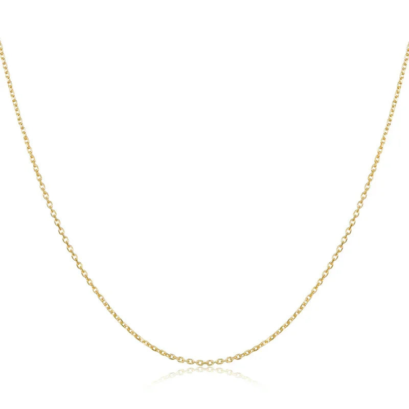 Authentic Gold Color 925 Sterling Silver Basic Cable Chain Necklace - Sca016