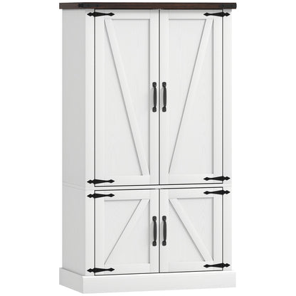 53.5" Pantry Cabinet, Kitchen Storage Cabinet with Adjustable Shelves, 6 Door Spice Racks for Dining Room, White