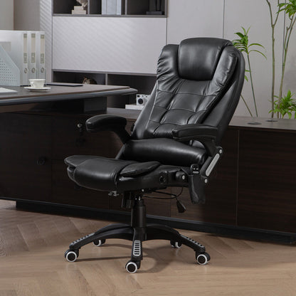 Reclining Massage Office Chair, Executive Office Chair with High Back, Swivel Wheels, Black