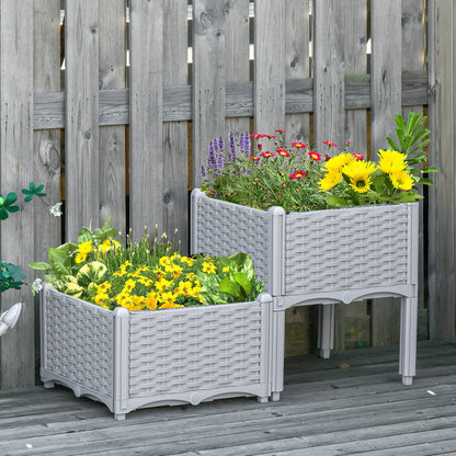 1 Piece Raised Garden Bed PP Raised Flower Bed Vegetable Herb Grow Box Stand Brown