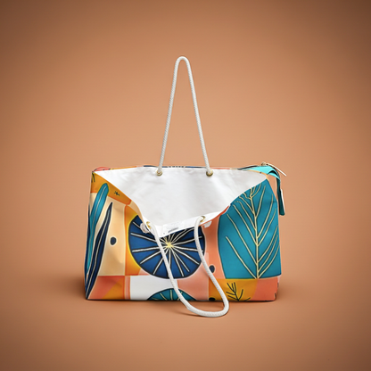 Abstract Tropical Leaves Weekender Bag | Colorful Geometric Beach Tote | Mom on the Go Bag | Mom lifestyle bag |Tote Bag