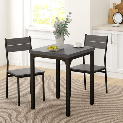 Dining Table Set for 2, 3 Piece Kitchen Table and Chairs with Metal Legs for Small Spaces, Natural Wood