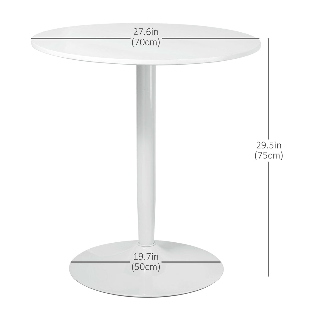 Jan Modern Round Dining Table with Steel Base for Small Spaces-White