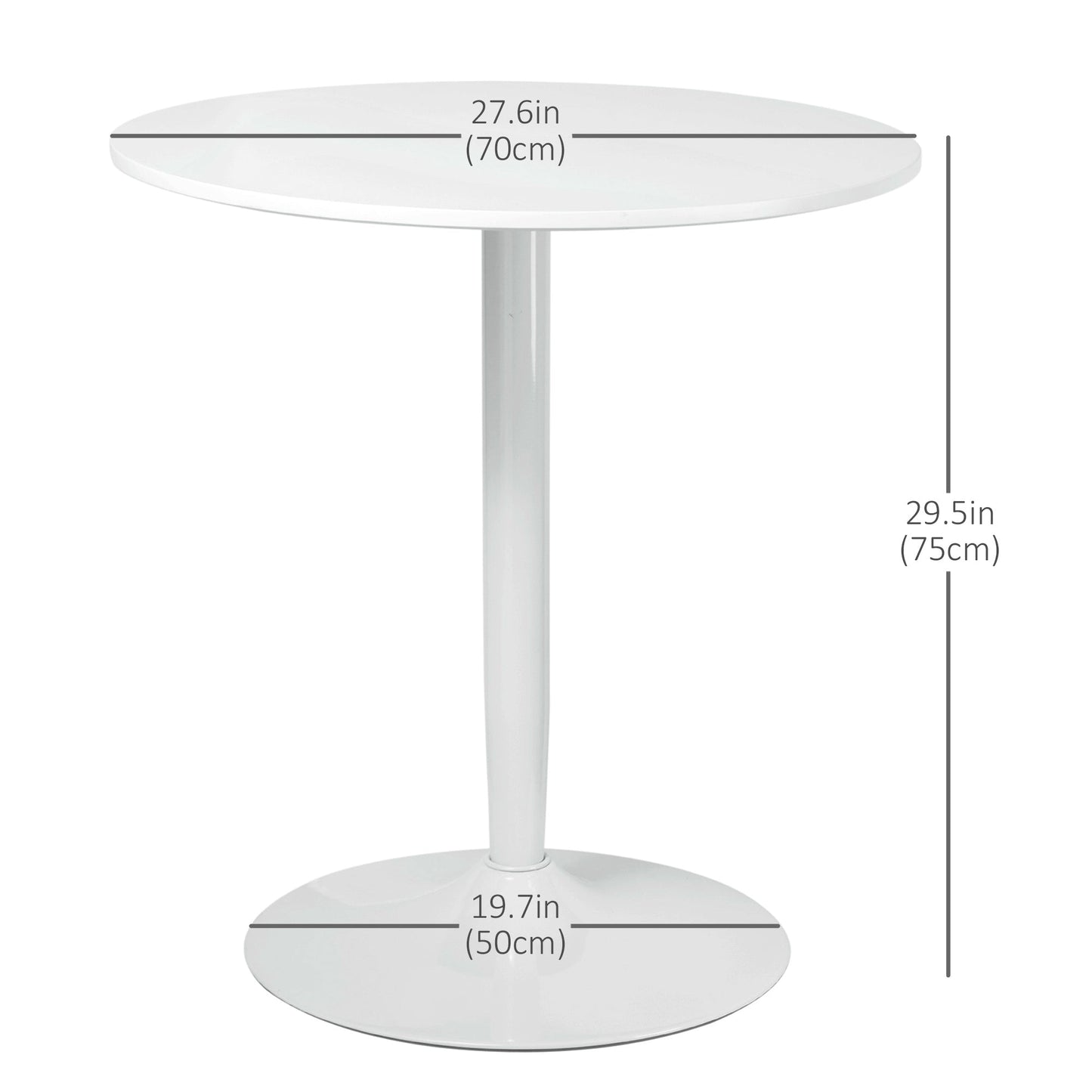 Jan Modern Round Dining Table with Steel Base for Small Spaces-White