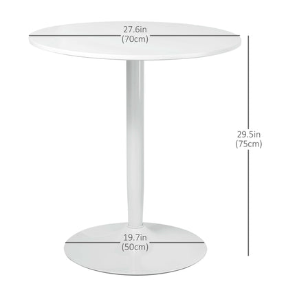 Modern Kitchen Table for 2 people, Round Dining Table with Steel Base for Living Room, Dining Room, White