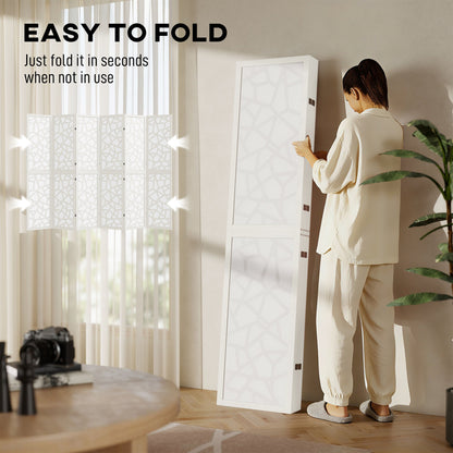 4 Panel Room Divider, 5.6 FT Lightweight Folding Privacy Screen with Geometric Pattern for Living Room, Bedroom, Black