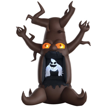 Inflatable Halloween Decoration Haunted Tree with White Ghost, Blow-Up Outdoor LED Display for Lawn, Garden, Party