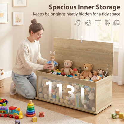39.5" Storage Chest with 2 Safety Hinges, Storage Box Organizer with Flip-Top Lid, Entryway Storage Bench, Black