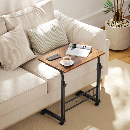 Mobile Standing Desk with Adjustable Height, 23.5 inch Stand Up Desk with Wheels, Natural Wood