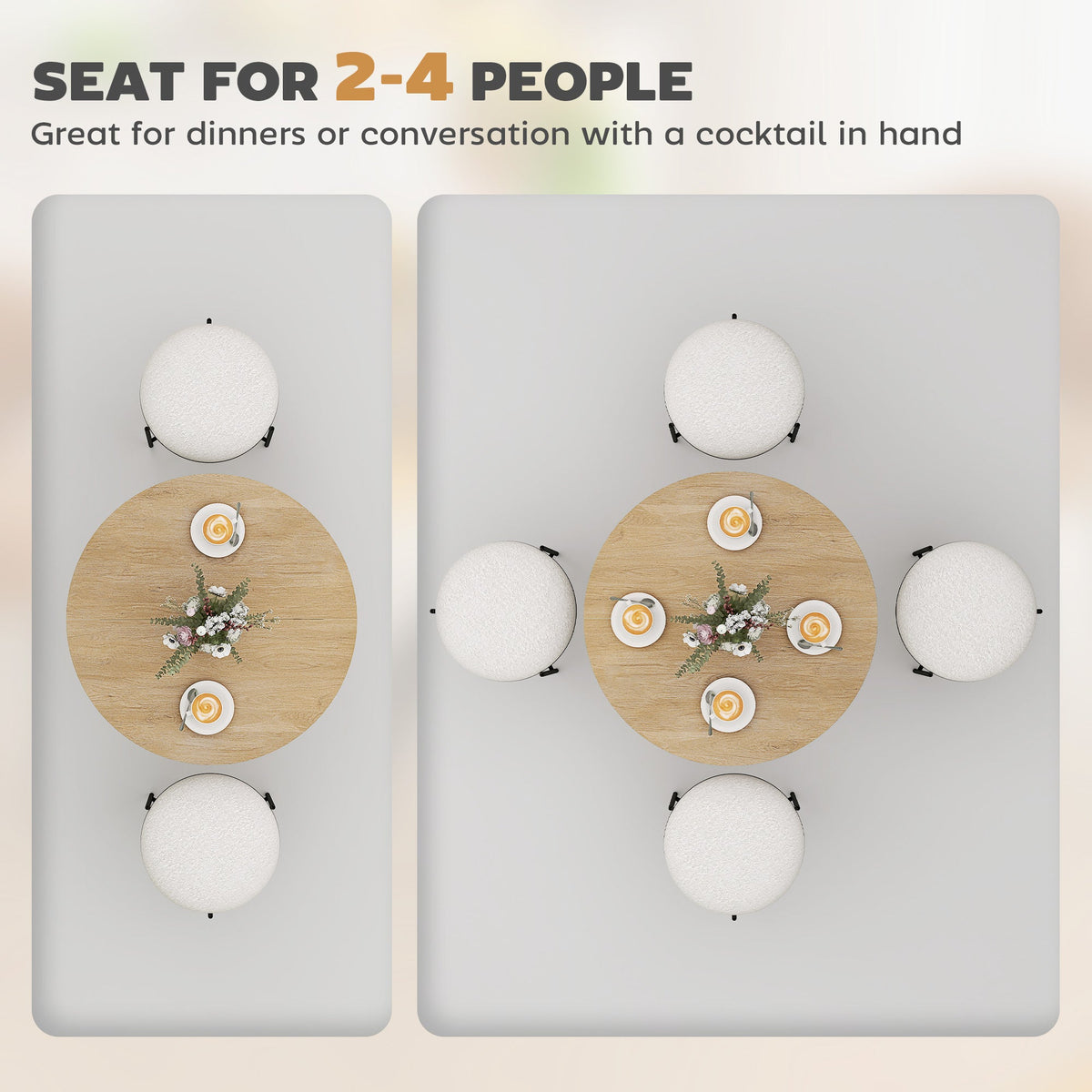 31.5" Industrial Round Dining Table - White Oak