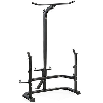 Multi-Function Home Gym Machine with Bench Press Rack, Squat Rack and Lat Pulldown System, Black