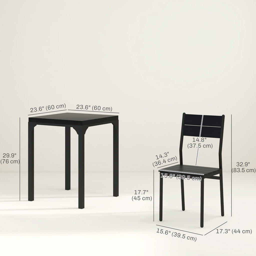Kurt 3-Piece Dining Set for Small Spaces-Black