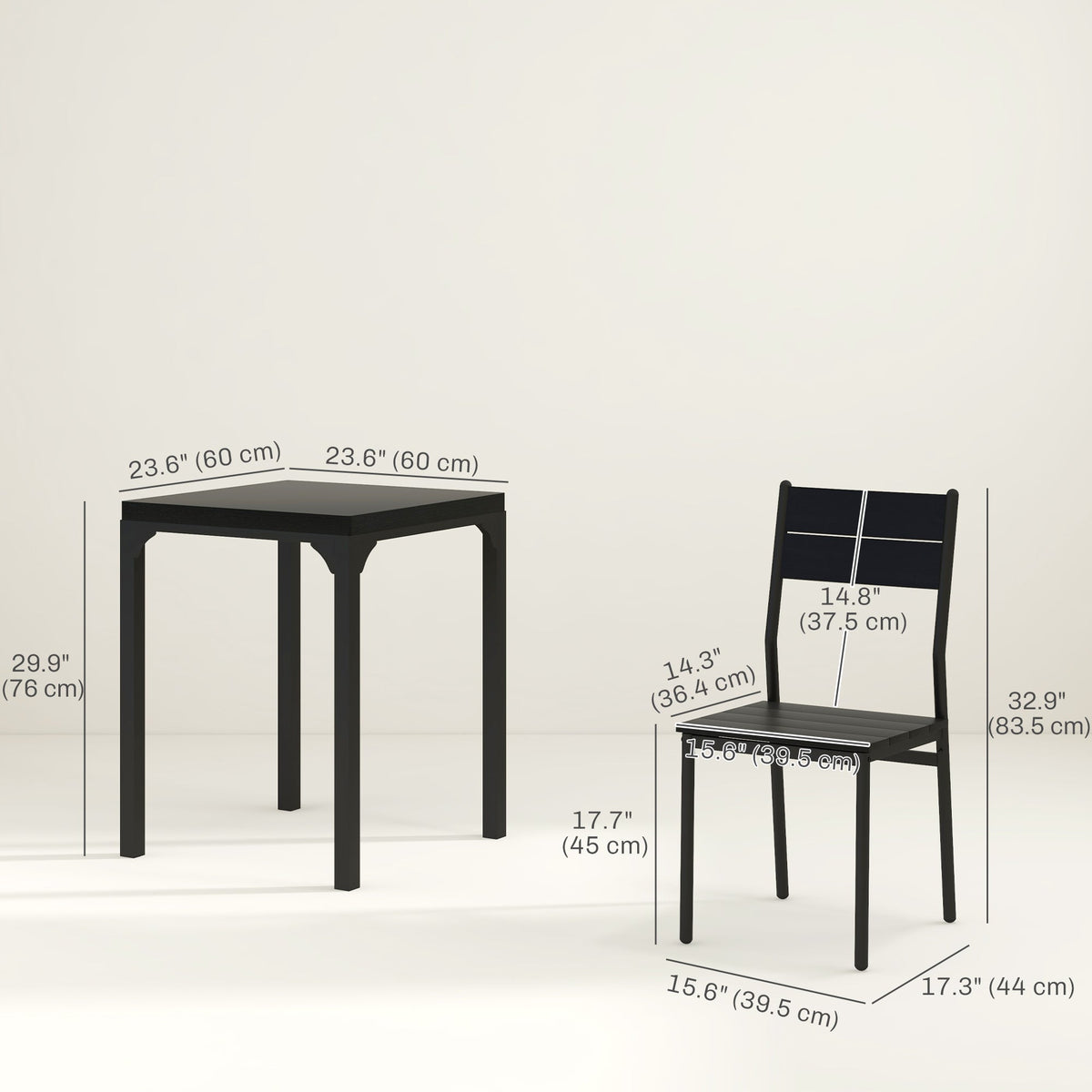 Kurt 3-Piece Dining Set for Small Spaces-Black