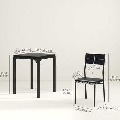 Kurt 3-Piece Dining Set for Small Spaces-Black