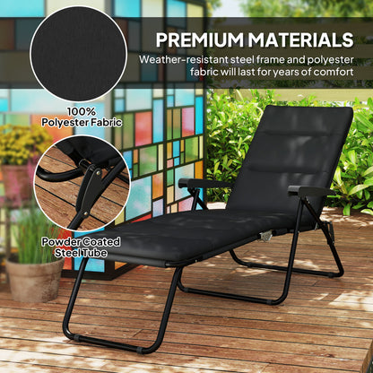 Foldable Lounge Chair, Reclining Patio Sun Lounger with 6-Position Adjustable Back, Blue and White