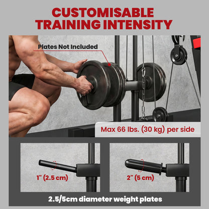 Home Gym Equipment, Multifunctional Weight Machine with Pulley System for Full Body Strength Training, Black