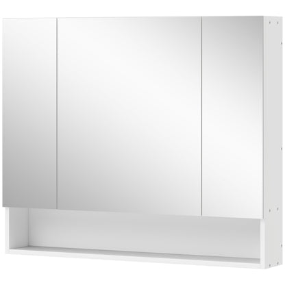 Wall Mounted Bathroom Medicine Cabinet with Mirror and Adjustable Shelves, Grey