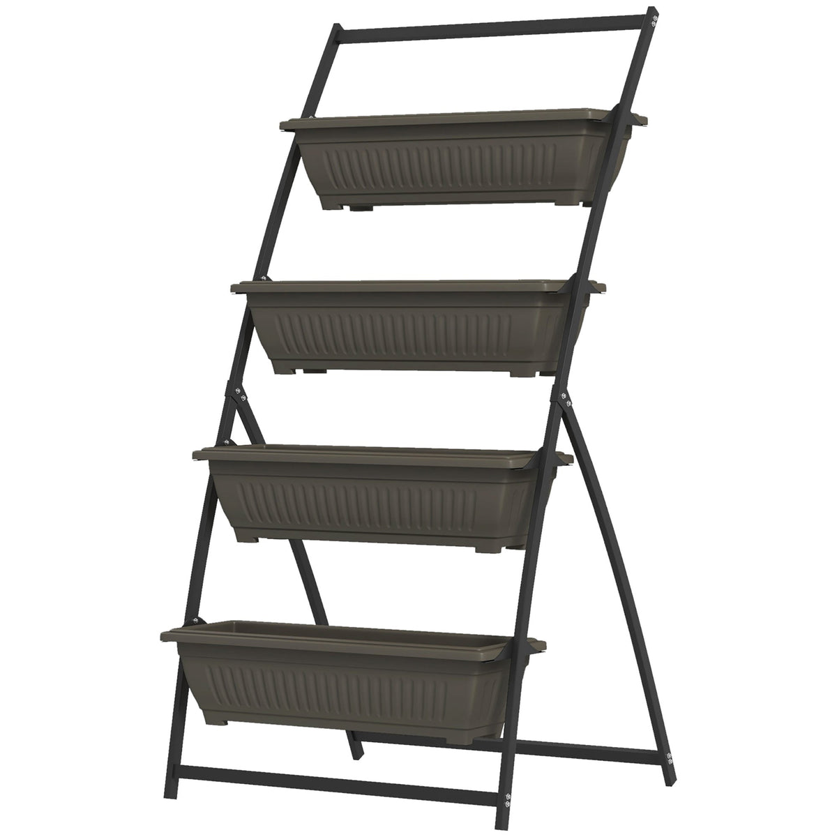 5-Tier Vertical Raised Garden Planter with 5 Boxes, Wheels, Outdoor Plant Stand for Vegetable Flowers, Brown