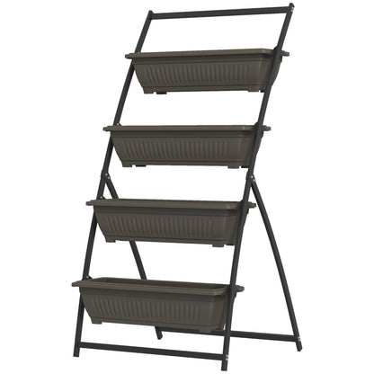 5-Tier Vertical Raised Garden Planter with 5 Boxes, Wheels, Outdoor Plant Stand for Vegetable Flowers, Brown