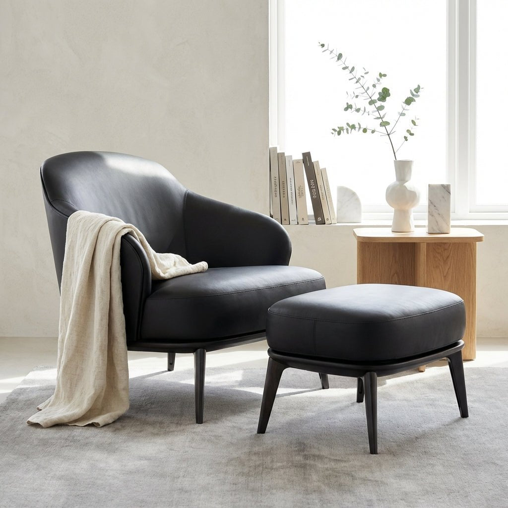 Kensington Leather Lounge Chair and Ottoman