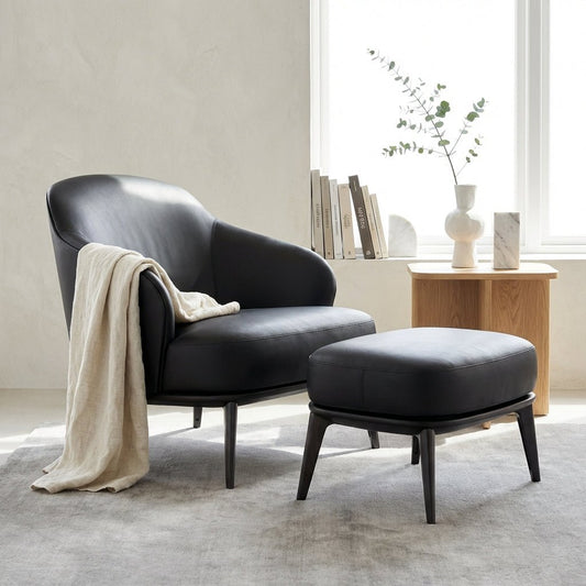 Kensington Leather Lounge Chair and Ottoman