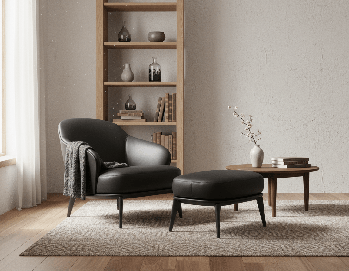 Kensington Leather Lounge Chair and Ottoman