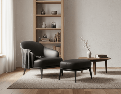 Kensington Leather Lounge Chair and Ottoman